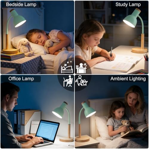 WLHONG LED Desk Lamp, Modern Table Lamps, Eye-Caring Study Lamp, Green