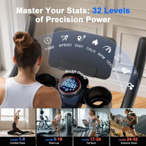 Indoor Cycling Bike - 32-Level Magnetic Resistance Stationary Exercise Bike with Adjustable Seat & Handlebars, Silent Belt Drive for Home Cardio (Fits Users 5'1" to 5'11", 300lbs Capacity)
