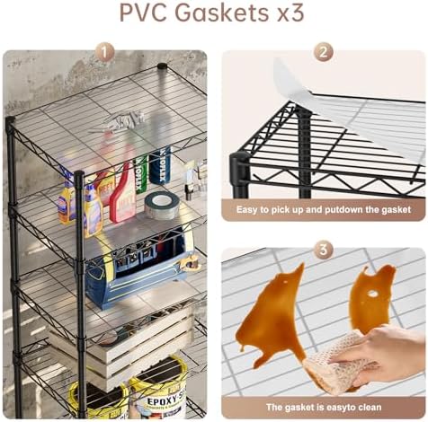 SINGAYE Small Wire 5 Adjustable Shelves Pantry Metal Shelf Floor Organizer