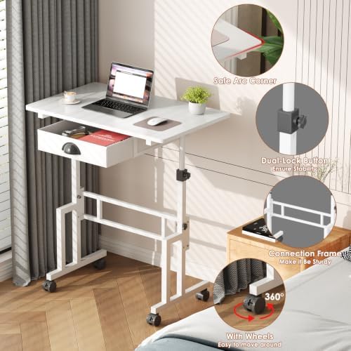 Large Adjustable Height Standing Desk With Wheel, Rolling Sit to Stand Desk