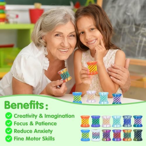 12Pcs Mini Spiral Cone Pyramid Fidget Toy, 3D Printed Impossible Cone Passthrough, Mini Vortex Thread Illusion Desk Deco, Anxiety & Stress Relief, Gift for Adults & Kids (Cylinder-12 PCS)