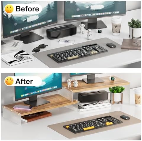 YGYQZ Adjustable Monitor Stand Riser, 7.67"×19.3" Dual Monitor Desk Stand