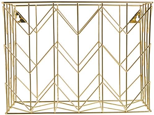U Brands Hanging File Desk Organizer, Wire Metal, Gold Finish, 8.5" x 11'