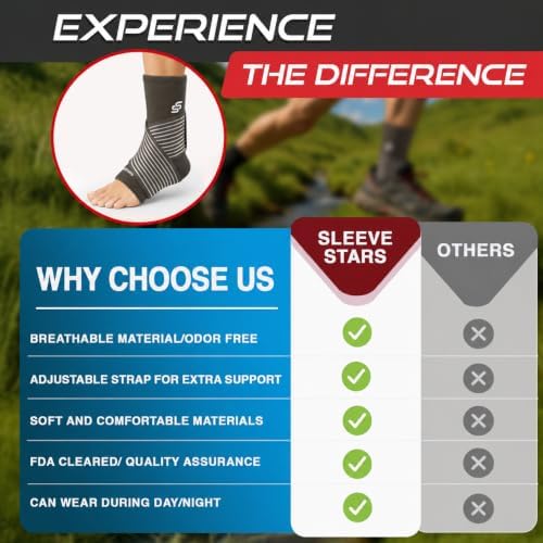 Sleeve Stars Ankle Brace Men & Women Support (Single/M:10"-12"/Dark Brown)