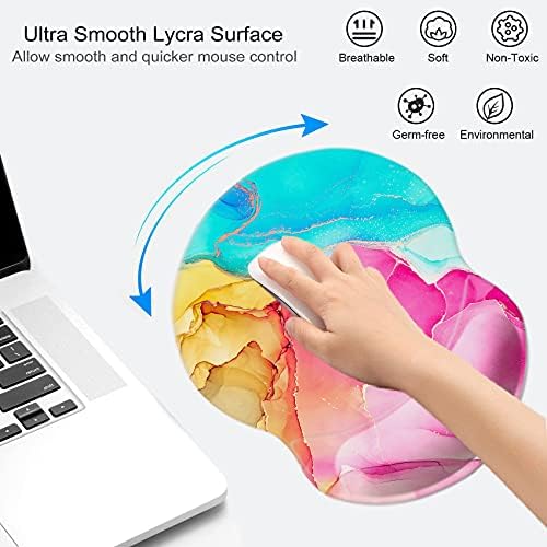 Mouse Pad with Wrist Support, Non Slip Mousepad Wrist Rest for Office, Computer, Laptop & Mac-Comfortable & Lightweight Ergonomic Support Mouse Mat(Wrist-Colorful Marble)