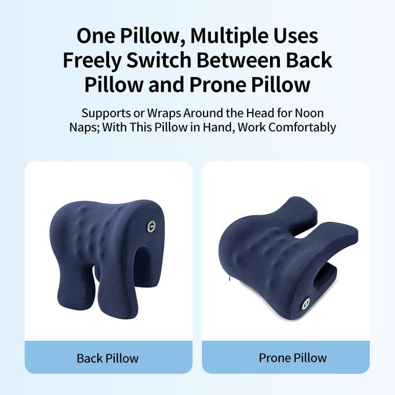Multifunctional Headrest, Office Chair Neck Pillow, Ergonomic Memory Foam Desk Pillow, Office Chair Headrest Accessory, Universal Neck Support Pillow for Car, Office and Gaming Use (Navy Blue)