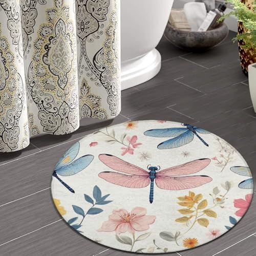 Circular Rugs Large Modern Round Area Rug Fashion Decor Mat for Home Office Dragonfly