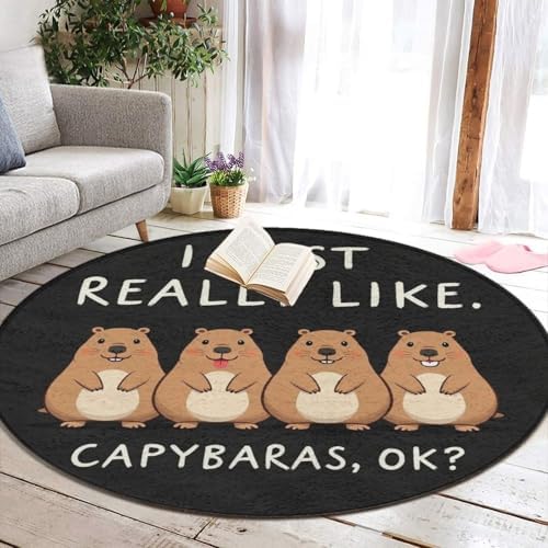 Fashion Round Area Rug Large Non Slip Carpet Unisex Home Decor Mat Capybara