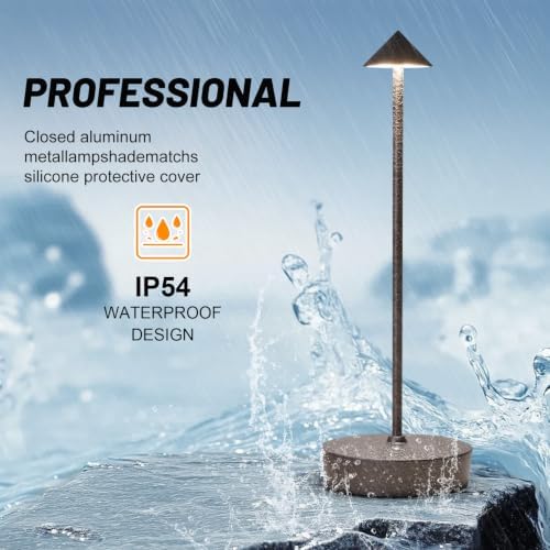 2Pack Rechargeable Cordless Table Lamp, Portable Powered LED Battery 6000mAh Metal USB Desk Lamp, 3 Levels Brightness Light for Restaurants Outdoor (2pack LCE Flower Brown)