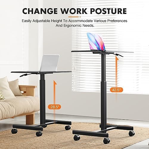 Sweetcrispy Mobile Rolling Desk, Small Standing Desk with Wheels