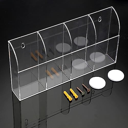 Hipiwe Wall Mount Remote Control Holder, 4-Slot Acrylic TV Remote Caddy