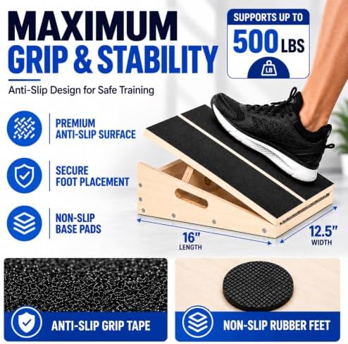 MUCITAGF Wooden Slant Board for Calf Stretching, Calf Stretch Board
