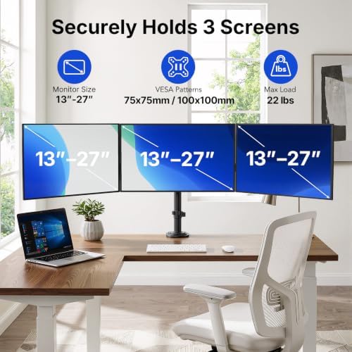 HUANUO Triple Monitor Mount for 13-27 Inch Screens