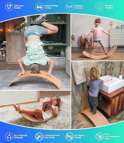 36" Balance Board Kids, Wooden Wobble Board, Montessori Balance Toy