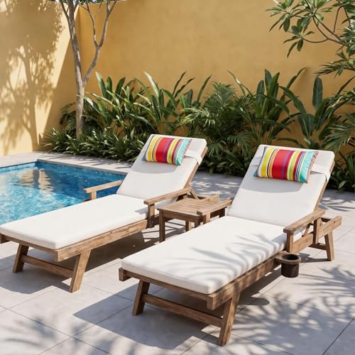 Striped Outdoor Chaise Lounge Head Pillow 11"x16" Set of 2