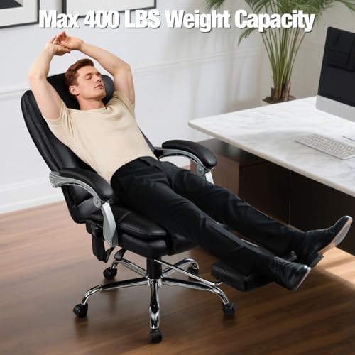Massage Heated Office Chair with Foot Rest, Executive Desk Chair