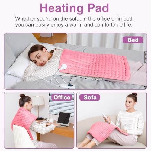 Heating Pad,Electric Heating Pads,Heating Pad for Back,Pink,24x20 Inch