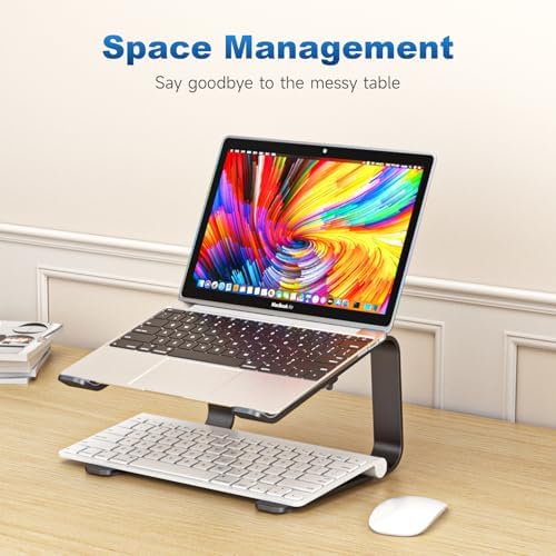 suptek Aluminum Laptop Stand,Ergonomic Detachable Computer Laptop Stand for Desk, Metal Computer Riser, Notebook Riser Heavy Stable PC Holder for 10-16" Laptops Notebook Computer, Black