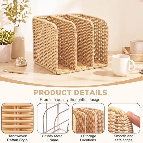 Novabright Synthetic Rattan 3-compartment File Magazine Holder, Suit for B5