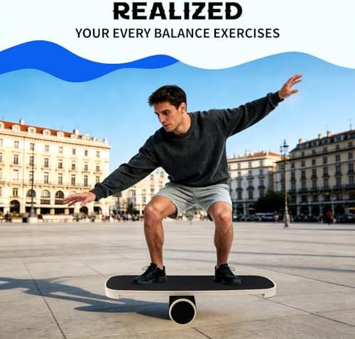 Balance Board for Adults, Wooden Surf Trainer with Roller
