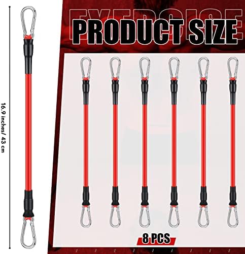Liliful 8 pcs Resistance Bands for Working Out Additional Exercise Bands for Replacement Workout Equipment Elastic Stretch Legs Ankle Straps for Men Women Strength Training Fitness Gym Home, Red
