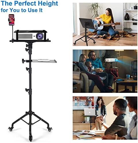 Tossbiss Laptop Tripod on Wheels with 2 Shelves