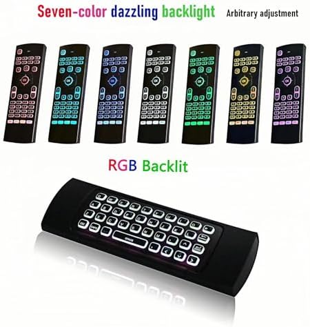 7 Color Backlit LED MX3 Pro Mini Keyboard Fly Remote Mouse,Android TV Remote Control,IR Learning Mini Wireless Keyboard for Android TV Box.HTPC.IPTV,Networked Set-top Box,Mini PC(Battery not Included)