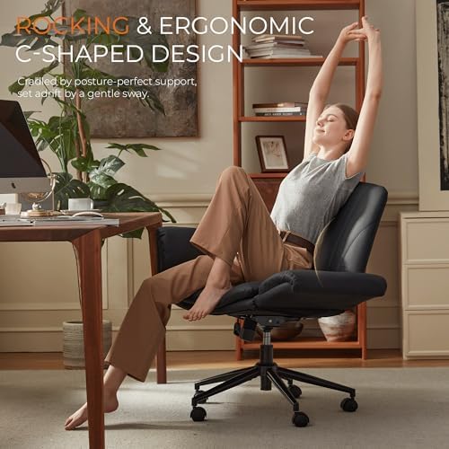 Dowinx Criss Cross Chair with Five-Level Adjustable Arms and Wheels - Comfortable Ergonomic PU Leather Swivel Vanity Chair - Computer Makeup Gaming Chair for Home Office,Bedroom,Vanity Room-Light Grey