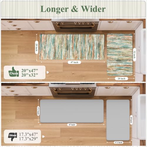 KIMODE Kitchen Mats for Floor Anti Fatigue Farmhouse Kitchen Rugs Sets of 2