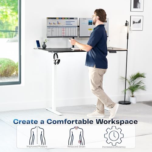 VIVO Black 63 x 32 in Standing Desk, DESK-KIT-1W1B