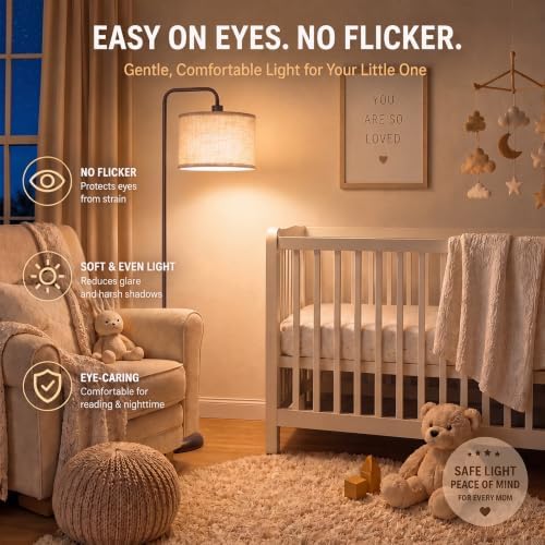 TJOY Floor Lamp,Black Brown Floor Lamp for Living Room with 3 CCT Bulb