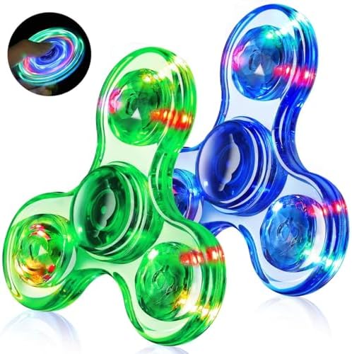 Fidget Spinner 2 Pack, Light up Sensory Fidget Toys Adults Kids Autism ADHD