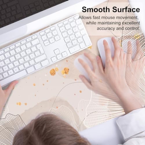 QIYI PU Leather Large Mouse Pad, Waterproof Desk Mat, 31.5" x 15.7", Ginkgo