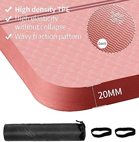 nuveti Large Exercise Mat - 15mm/20mm/30mm Thick Yoga Mat | Workout Mat for Fitness, Yoga, Pilates, Stretching & Floor Exercises for Women & Men with Free Carrying Bag