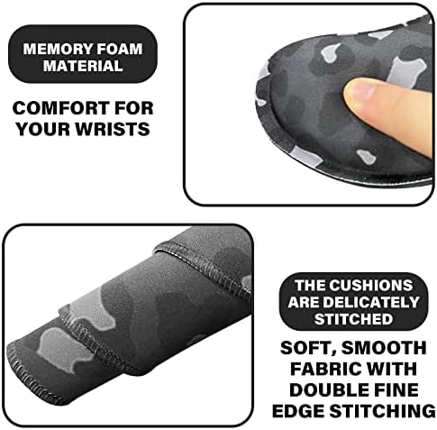 3Pcs Large Gaming Mouse Pad Desk Mat,Keyboard Mouse Wrist Rest Support Set,Extended Laptop Mouse Pad Memory Foam Non-Slip Base for Gamer Home Office(31.5x15.7in)-Black Leopard Cheetah