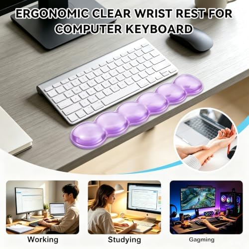 Gel Wrist Rest for Keyboard,Jelly Clear Gel Keyboard Wrist Rest-Purple