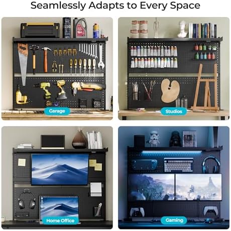 EUREKA ERGONOMIC Desk Pegboard Dual Monitor Stand 43x34 Black