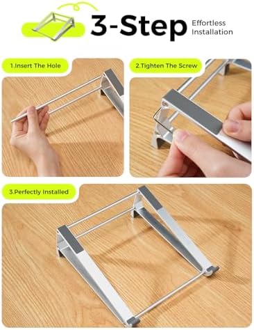 MAGIC JOHN Laptop Stand for Desk, Storage Laptop Riser Portable, Aluminum Ergnomic Computer Stand with Silicone Pads,Cooling & Laptop Holder, Compatible with MacBook Air Pro, HP, Dell, (10-17 Inch)