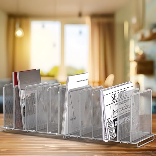 Simple Houseware 5 Section Upright File Sorter Organizer, Silver - 2 Pack