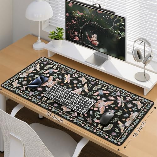 iCasso Black Large Mouse Pad, Desk Matt for Desktop, Insects