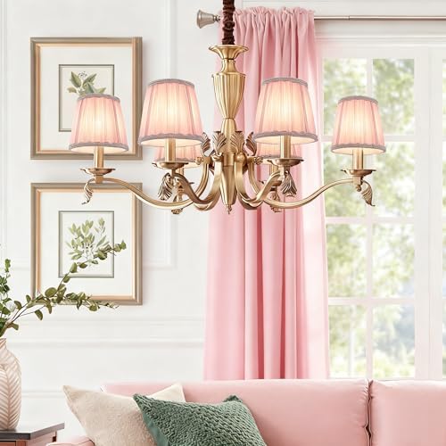 Fuloon Chandelier Lamp Shades, Clip on Small Sconce Lamp Shades, Suit for Candelabra Bulbs in Modern/European/French Country/Farmhouse Decoration, 3.5x4.3x4.9 in(6 Pack, Chiffon Pink)