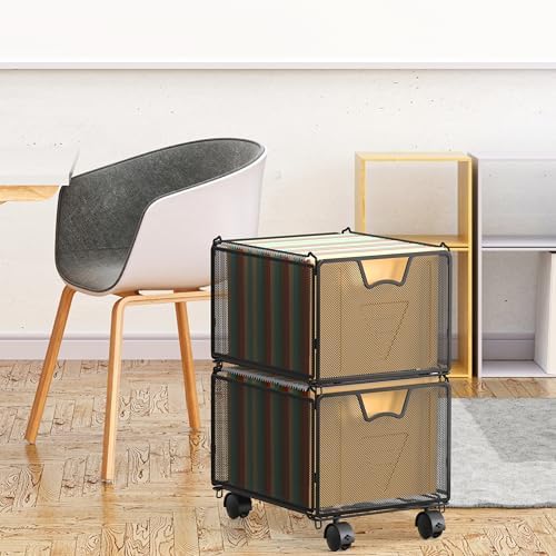 Simple Houseware Stackable Mesh Hanging Rolling File Cart, Black