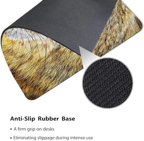 9.5x7.9 Inch Office/Gaming Mouse Pad, Cool Yellow Brown Hairy Wolf Head with Bright Eyes Cute Anti-Slip Mat for Desk
