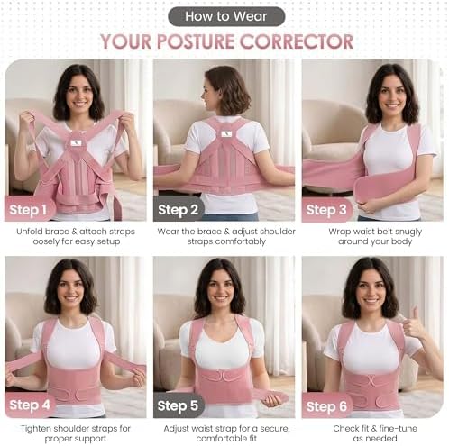 Back Straightener Posture Corrector for Women and Men - Comfortable Full Back Brace for Women, Daily Wear Support - Adjustable Shoulder Support Brace for Office, Driving, Study & Back Pain Relief