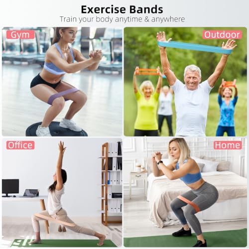 Resistance Bands for Working Out, 5-Pack Elastic Loop Exercise Bands for Strength Training Stretching, Home Gym Equipment for Pilates Yoga Physical Therapy, Leg Glute Arm Workout Kit for Women Men