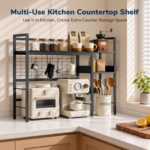 Desk Shelf, 38.6" Desk Hutch with Pegboard Hooks Set, Black