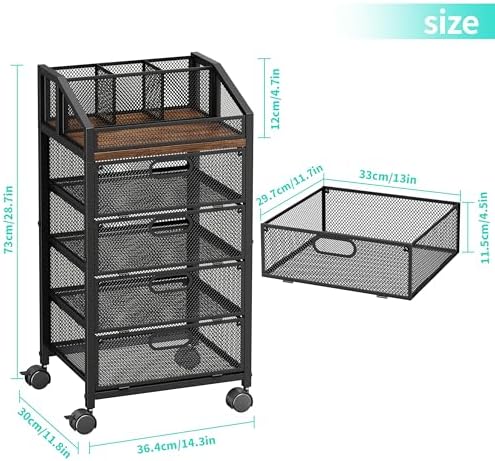 HapiRm Rolling Makeup Cart Organizer - Desk Vanity Storage Cart on Wheels