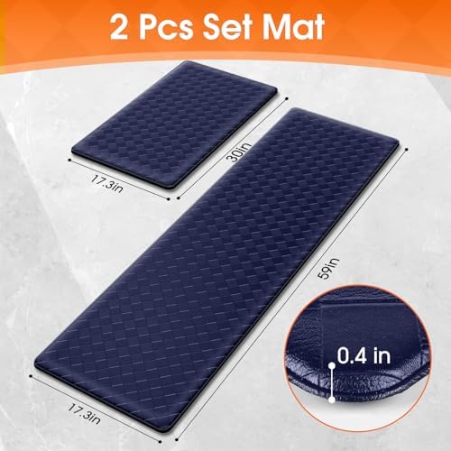 TranquilRelax 2-Piece Kitchen Mats, Cushioned Non-Slip Floor Mats, Blue