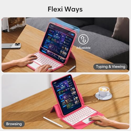 ProCase Touchpad Keyboard Case for iPad 11th (A16) / 10th Gen 10.9", Pink