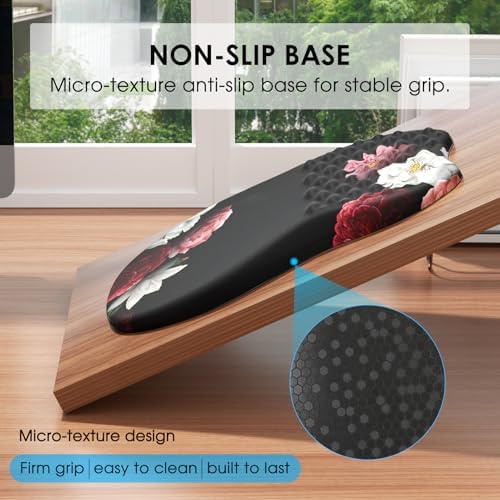 MROCO Ergonomic Mouse Pad with Wrist Support, 11.8 x 7.8 in, Black Flower